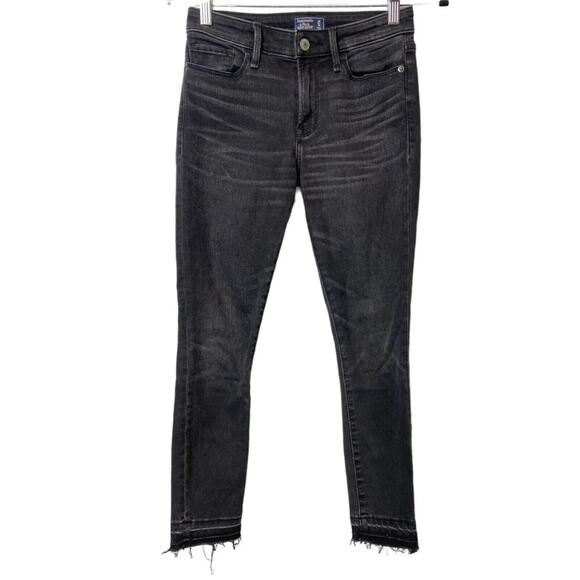 Abercrombie Fitch Harper Low Rise Raw Ankle Stretch Skinny Jean 25 Short Black - Picture 12 of 15
